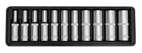 Steckschlüsseleinsätze, 1/4", 4-13 mm, tief, 11-teilig