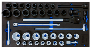 Werkstattwagensortiment, Steckschlüssel mit Ratsche, 3/4“, 40-teilig